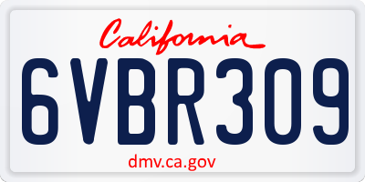 CA license plate 6VBR309