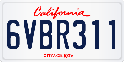 CA license plate 6VBR311
