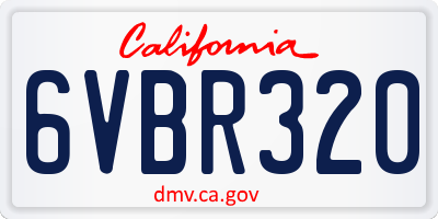 CA license plate 6VBR320