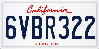 CA license plate 6VBR322