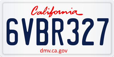 CA license plate 6VBR327