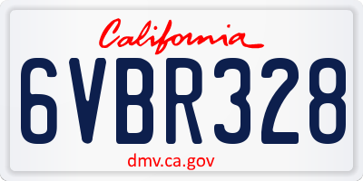 CA license plate 6VBR328
