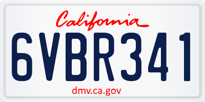 CA license plate 6VBR341