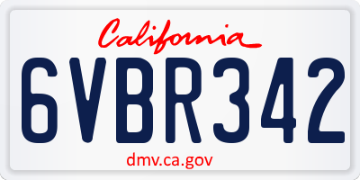 CA license plate 6VBR342