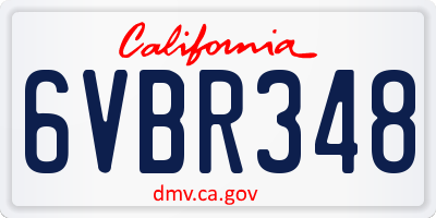 CA license plate 6VBR348