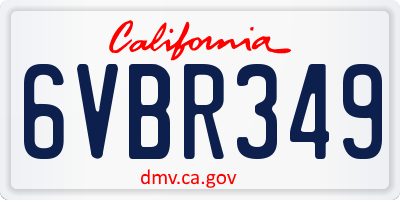 CA license plate 6VBR349