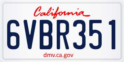 CA license plate 6VBR351