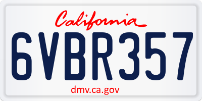 CA license plate 6VBR357
