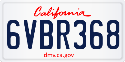 CA license plate 6VBR368