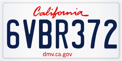 CA license plate 6VBR372