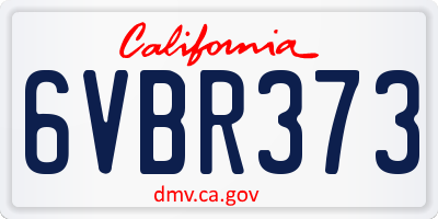 CA license plate 6VBR373