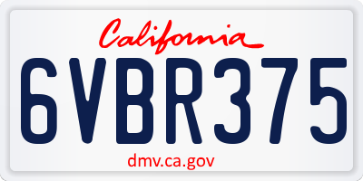 CA license plate 6VBR375