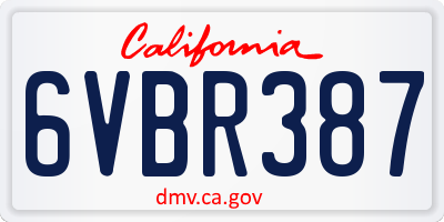 CA license plate 6VBR387