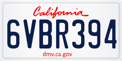 CA license plate 6VBR394