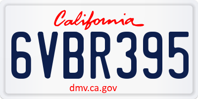 CA license plate 6VBR395
