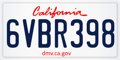 CA license plate 6VBR398