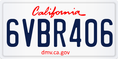 CA license plate 6VBR406