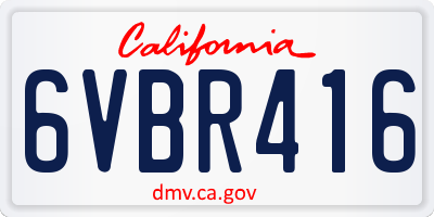 CA license plate 6VBR416