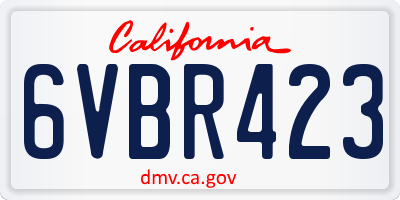 CA license plate 6VBR423