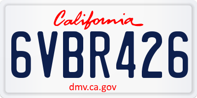 CA license plate 6VBR426