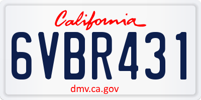 CA license plate 6VBR431