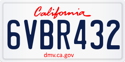 CA license plate 6VBR432