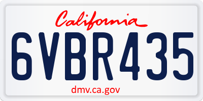 CA license plate 6VBR435