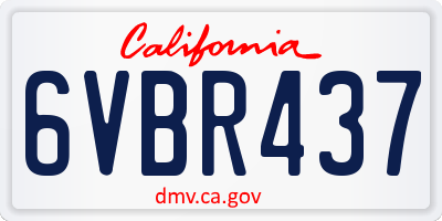 CA license plate 6VBR437