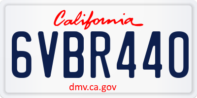 CA license plate 6VBR440