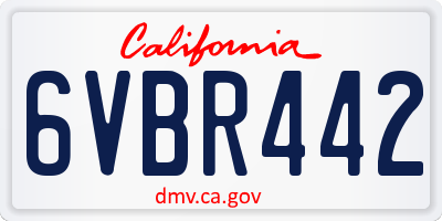CA license plate 6VBR442