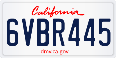 CA license plate 6VBR445