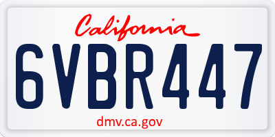 CA license plate 6VBR447