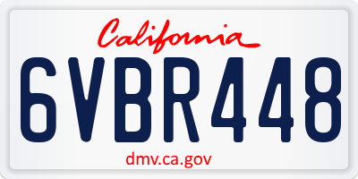 CA license plate 6VBR448