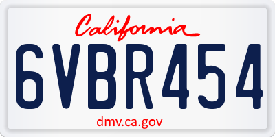 CA license plate 6VBR454