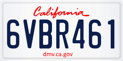 CA license plate 6VBR461