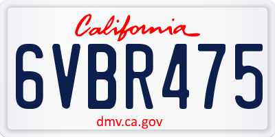 CA license plate 6VBR475