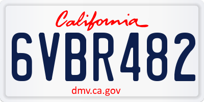 CA license plate 6VBR482
