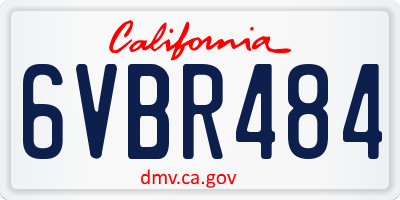 CA license plate 6VBR484