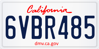 CA license plate 6VBR485