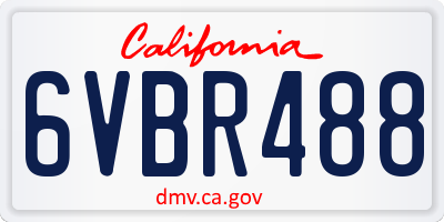 CA license plate 6VBR488