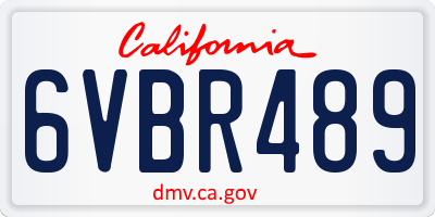 CA license plate 6VBR489
