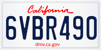CA license plate 6VBR490