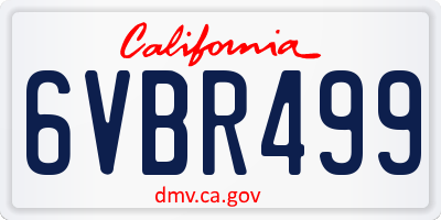 CA license plate 6VBR499