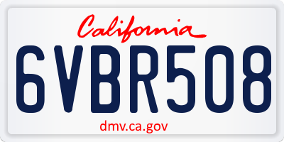 CA license plate 6VBR508
