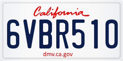 CA license plate 6VBR510