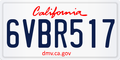 CA license plate 6VBR517