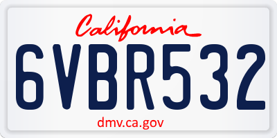 CA license plate 6VBR532