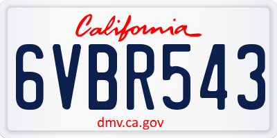 CA license plate 6VBR543