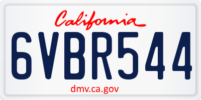 CA license plate 6VBR544