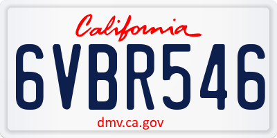 CA license plate 6VBR546